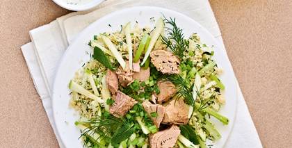 Kuskusa salāti ar tunci recepte